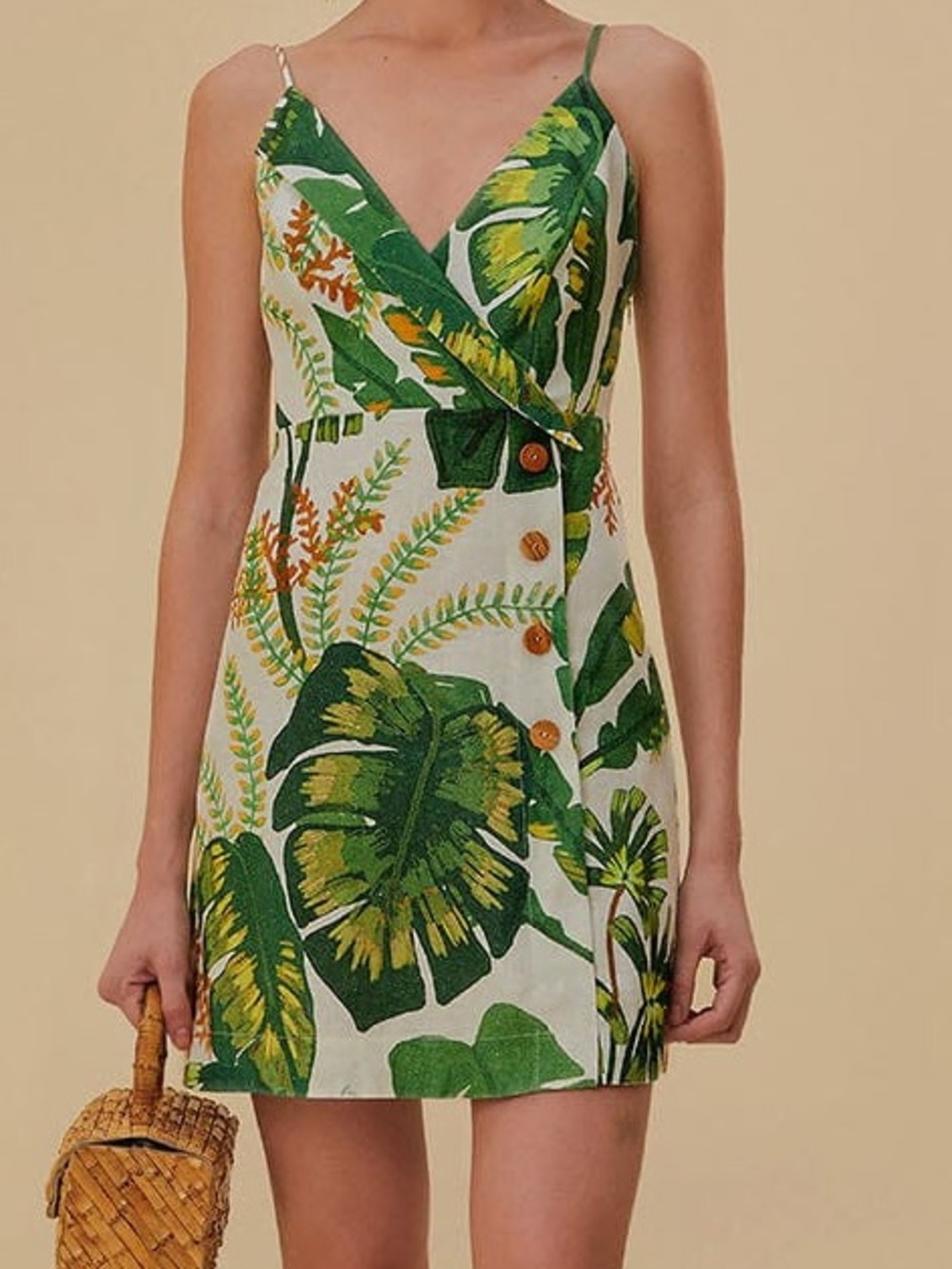 Farm Rio Tropical Forest Off-White Mini Dress Size XL